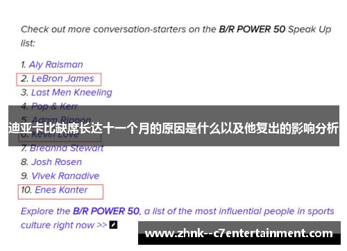 迪亚卡比缺席长达十一个月的原因是什么以及他复出的影响分析